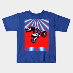 Retro Motocross Rider Design Kids T-Shirt